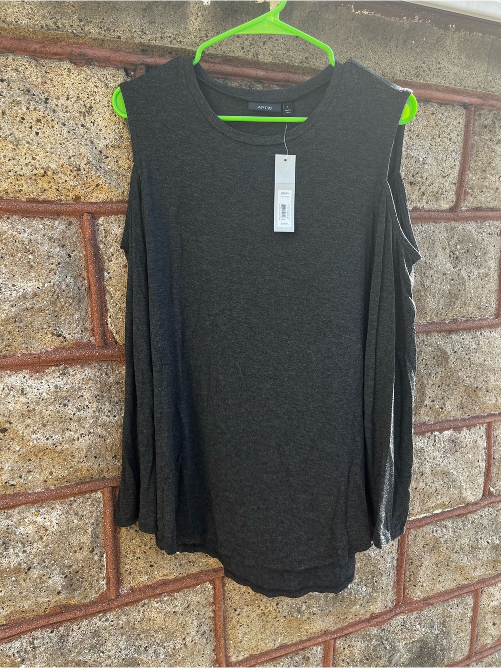 NWT kohl’s apt 9 open shoulder long sleeve shirt charcoal gray large women